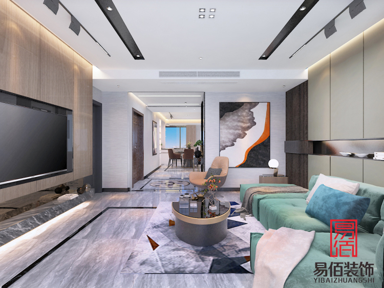 五礦·萬(wàn)境水岸現(xiàn)代輕奢客廳效果圖